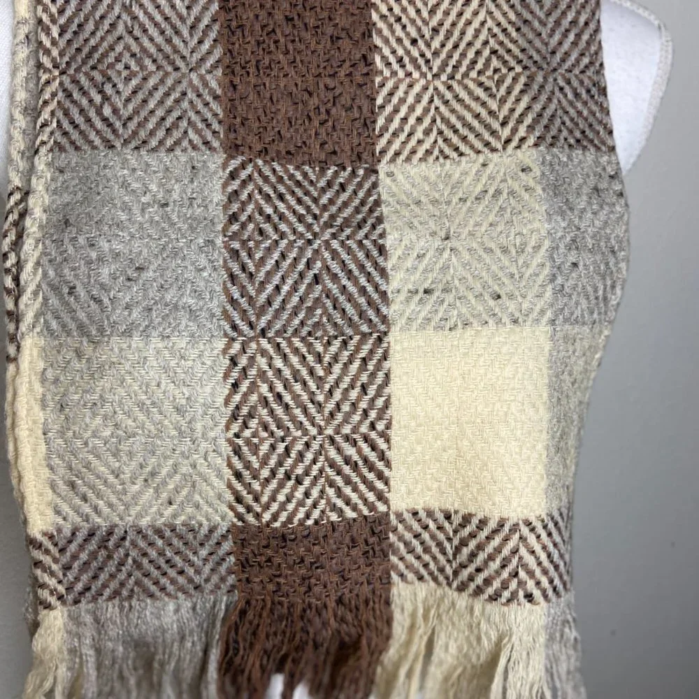 Vintage Lindsay Scott Wool Scarf Plaid Fringe